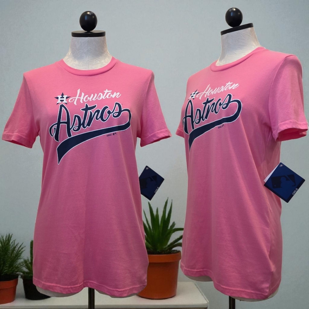 Houston Astros MLB Short Sleeve Pink And Blue Shirt Size XL Girls